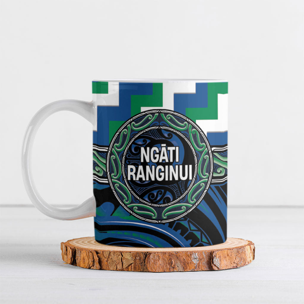 Aotearoa Ngati Ranginui Personalised Ceramic Mug Maori Iwi Poutama Puhoro Tattoo LT14 Green - Polynesian Pride