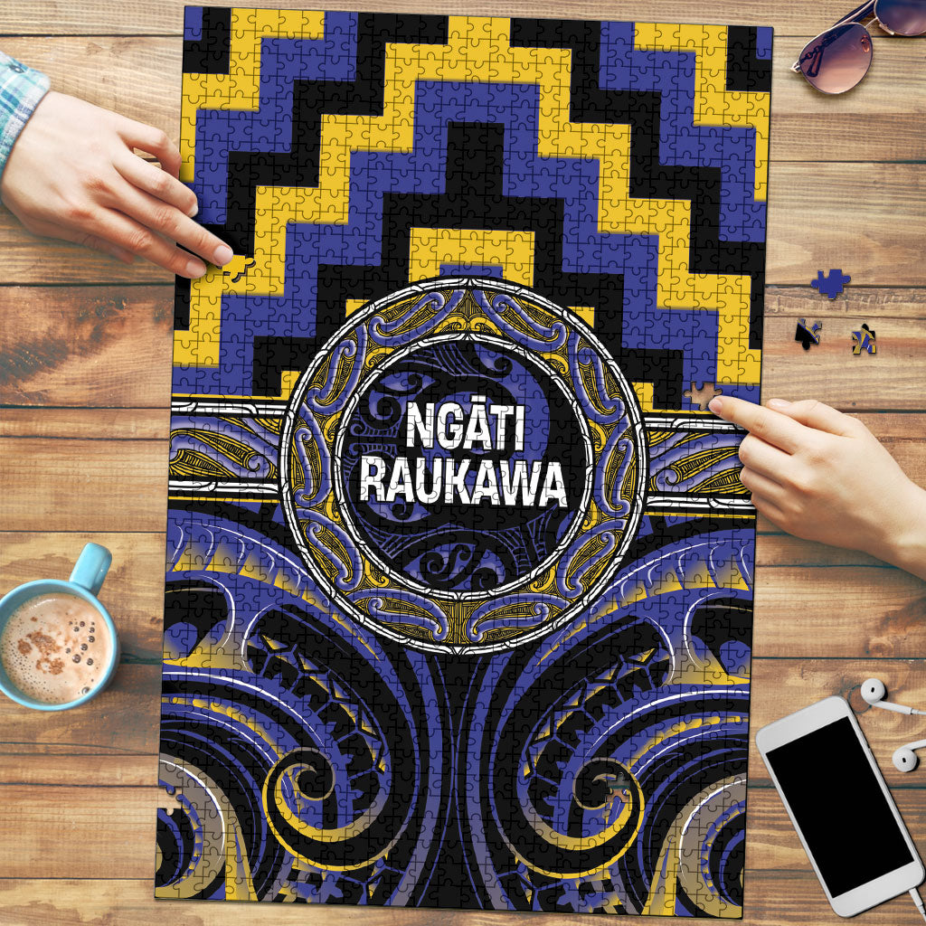 Aotearoa Ngati Raukawa Puzzle Maori Iwi Poutama Puhoro Tattoo LT14 Blue - Polynesian Pride