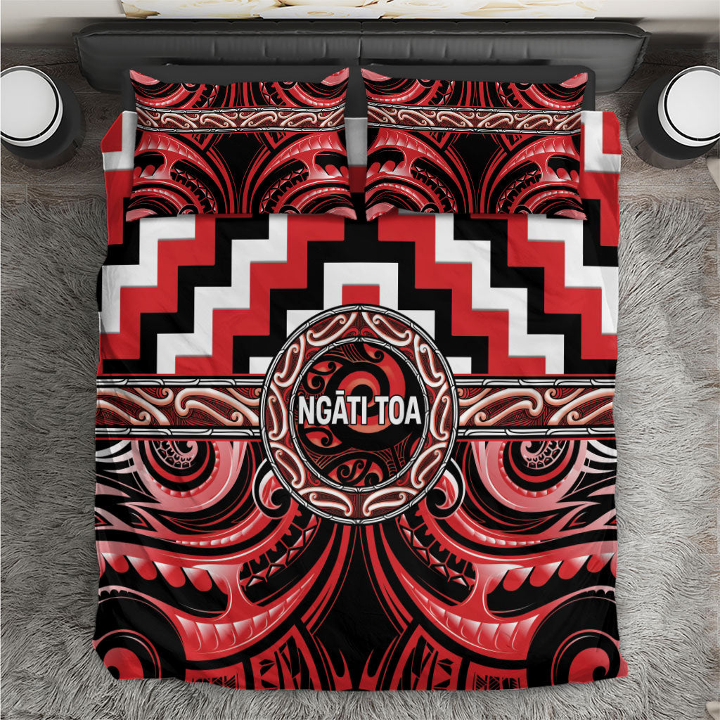 Aotearoa Ngati Toa Bedding Set Maori Iwi Poutama Puhoro Tattoo LT14 Red - Polynesian Pride