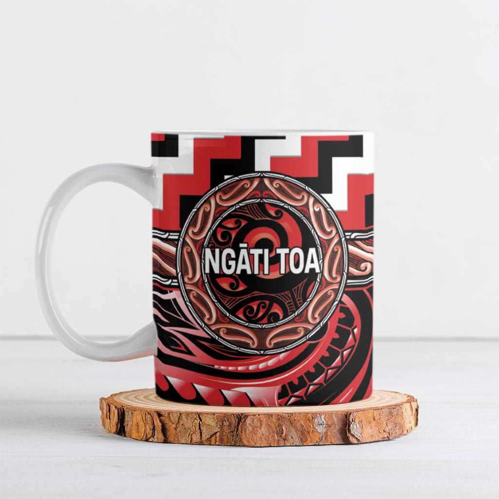 Aotearoa Ngati Toa Personalised Ceramic Mug Maori Iwi Poutama Puhoro Tattoo LT14 Red - Polynesian Pride