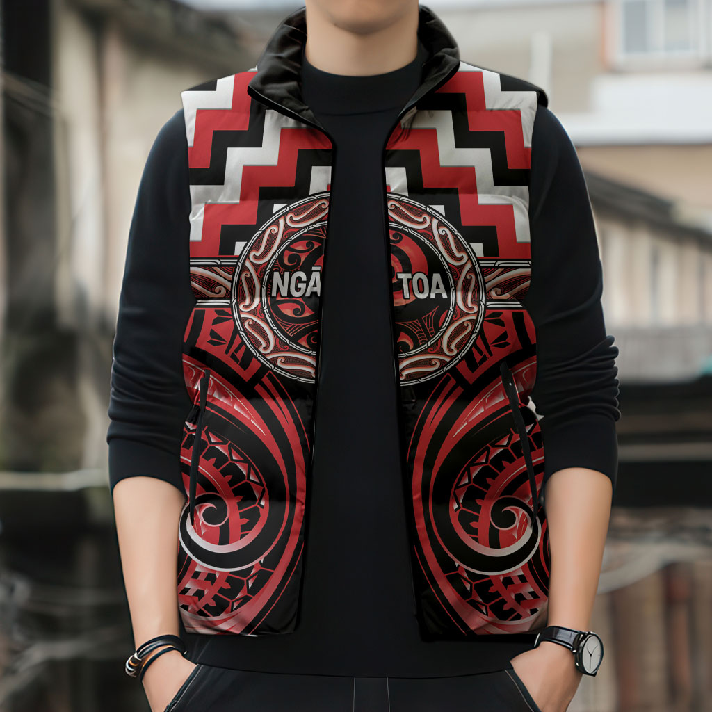 Aotearoa Ngati Toa Personalised Sleeveless Puffer Jacket Maori Iwi Poutama Puhoro Tattoo LT14 - Polynesian Pride
