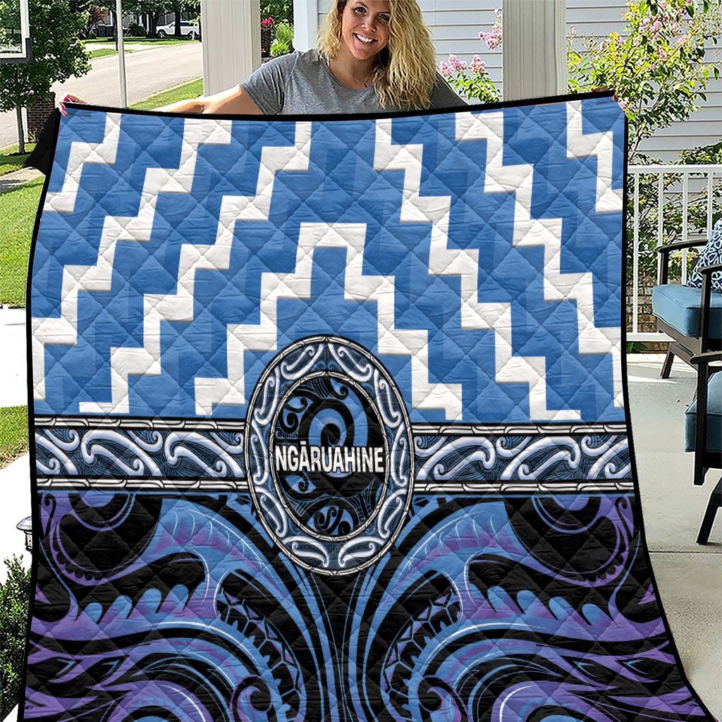 Aotearoa Ngaruahine Quilt Maori Iwi Poutama Puhoro Tattoo LT14 Blue - Polynesian Pride