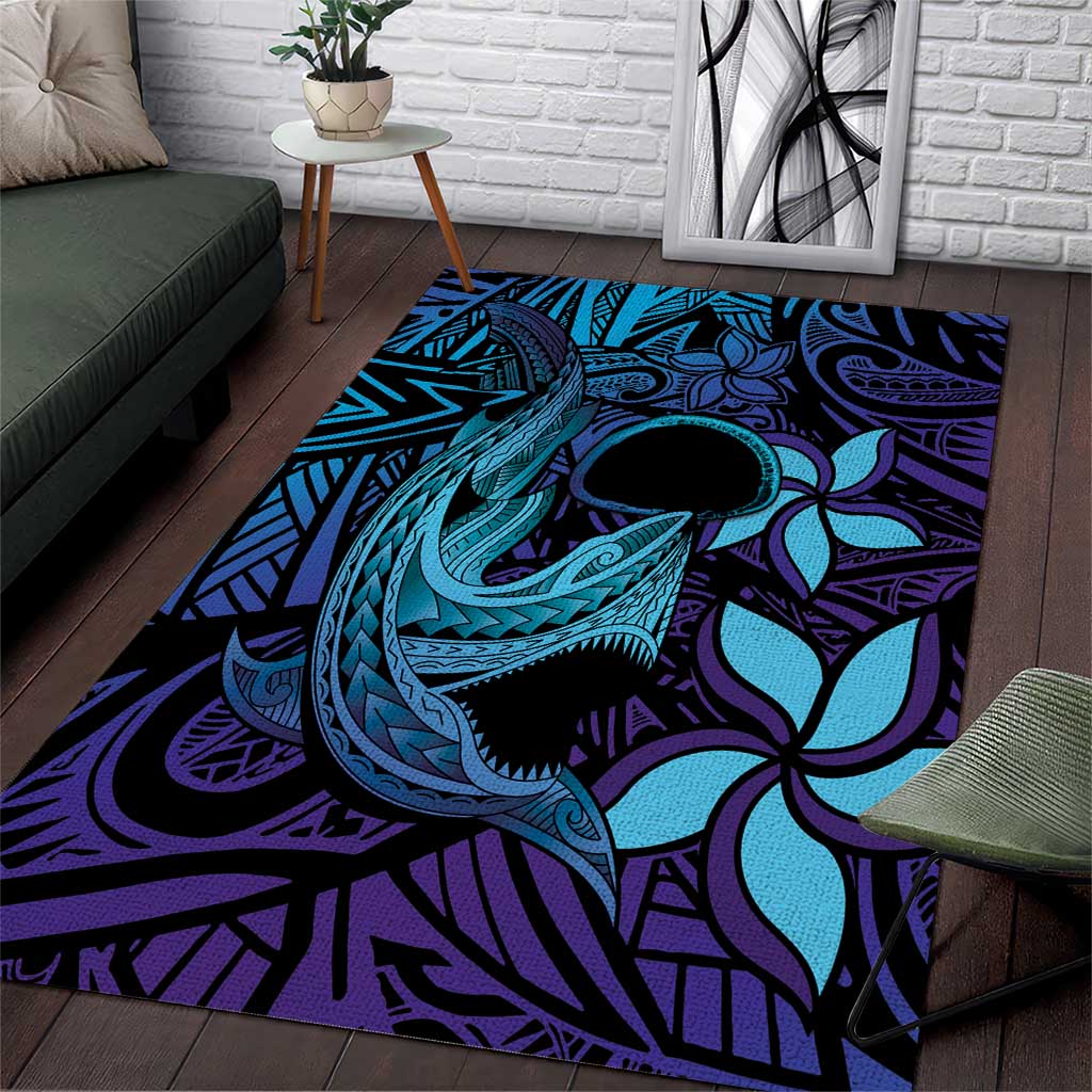 Nukuoro Atoll Area Rug Polynesian Shark Tattoo Purple Gradient Vibes