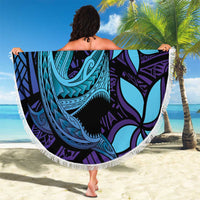 Nukuoro Atoll Beach Blanket Polynesian Shark Tattoo Purple Gradient Vibes LT14 - Polynesian Pride