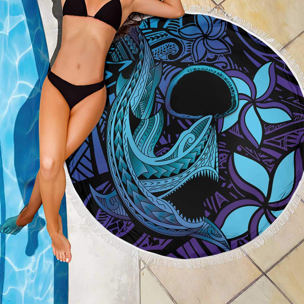 Nukuoro Atoll Beach Blanket Polynesian Shark Tattoo Purple Gradient Vibes LT14 - Polynesian Pride