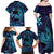 Nukuoro Atoll Family Matching Off Shoulder Maxi Dress and Hawaiian Shirt Polynesian Shark Tattoo Purple Gradient Vibes