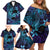 Nukuoro Atoll Family Matching Off Shoulder Short Dress and Hawaiian Shirt Polynesian Shark Tattoo Purple Gradient Vibes