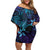 Nukuoro Atoll Off Shoulder Short Dress Polynesian Shark Tattoo Purple Gradient Vibes