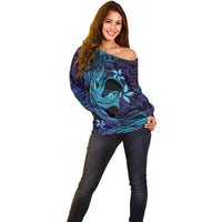 Nukuoro Atoll Off Shoulder Sweater Polynesian Shark Tattoo Purple Gradient Vibes LT14 - Polynesian Pride
