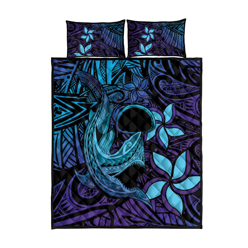 Nukuoro Atoll Quilt Bed Set Polynesian Shark Tattoo Purple Gradient Vibes LT14 - Polynesian Pride