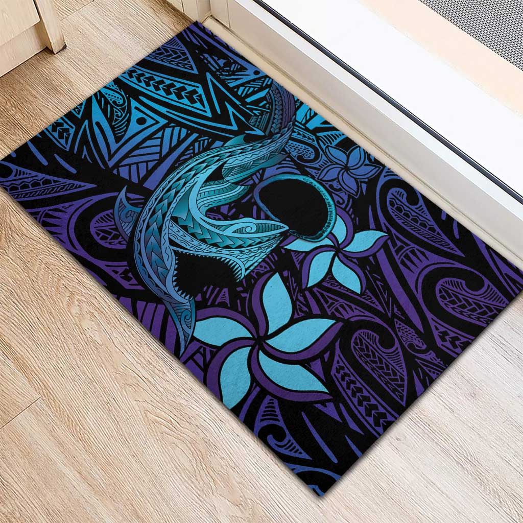 Nukuoro Atoll Rubber Doormat Polynesian Shark Tattoo Purple Gradient Vibes LT14 - Polynesian Pride