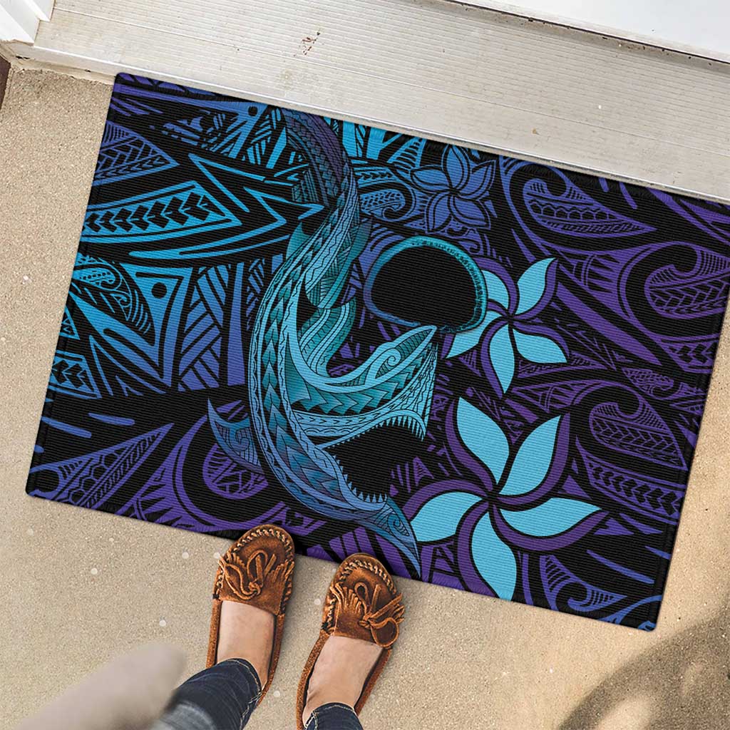 Nukuoro Atoll Rubber Doormat Polynesian Shark Tattoo Purple Gradient Vibes LT14 - Polynesian Pride