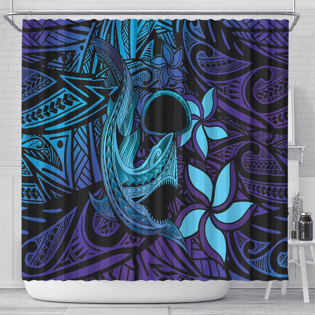 Nukuoro Atoll Shower Curtain Polynesian Shark Tattoo Purple Gradient Vibes LT14 - Polynesian Pride