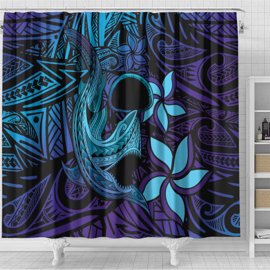 Nukuoro Atoll Shower Curtain Polynesian Shark Tattoo Purple Gradient Vibes LT14 - Polynesian Pride
