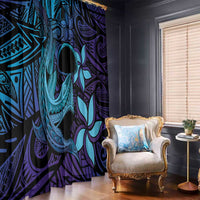 Nukuoro Atoll Window Curtain Polynesian Shark Tattoo Purple Gradient Vibes LT14 - Polynesian Pride