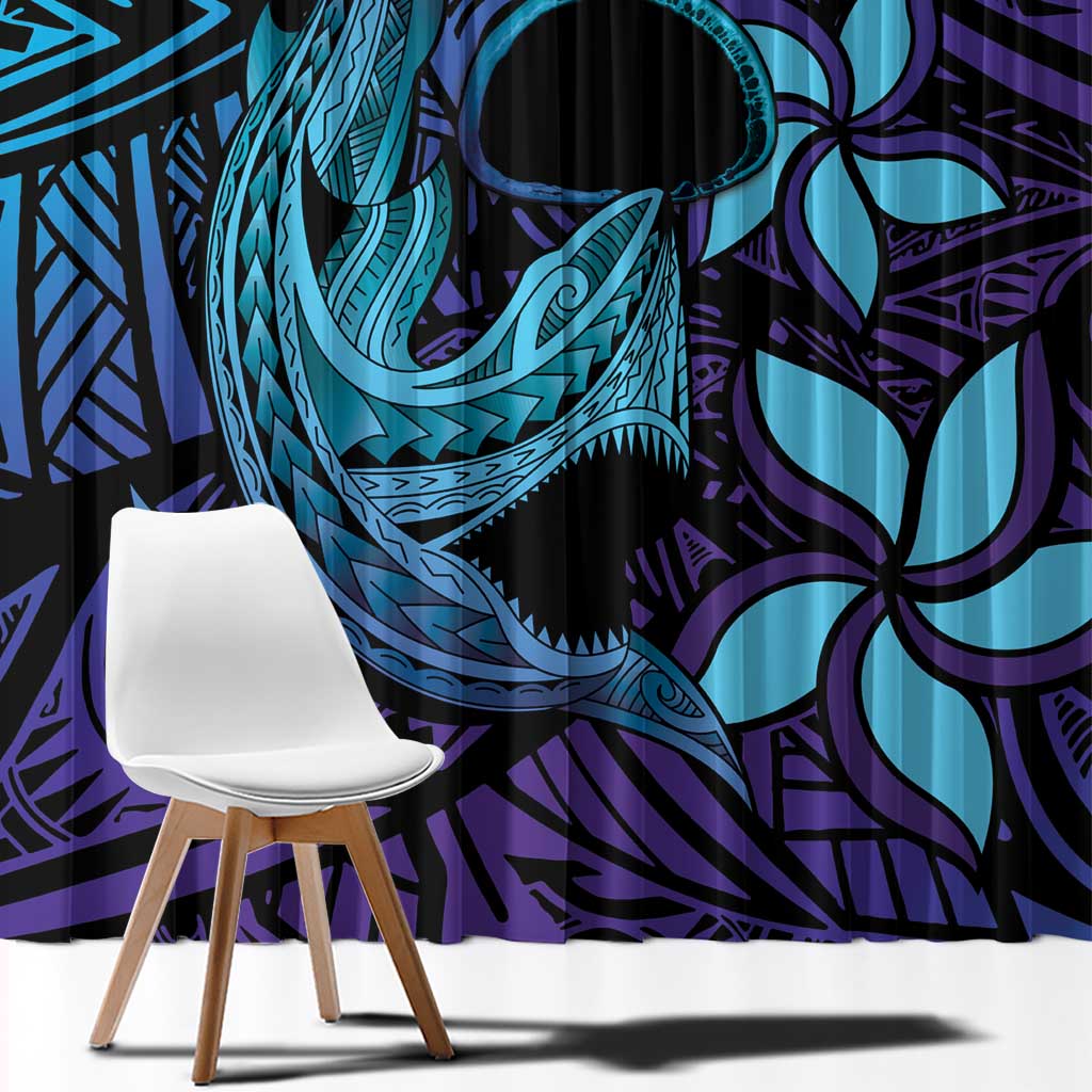 Nukuoro Atoll Window Curtain Polynesian Shark Tattoo Purple Gradient Vibes LT14 - Polynesian Pride