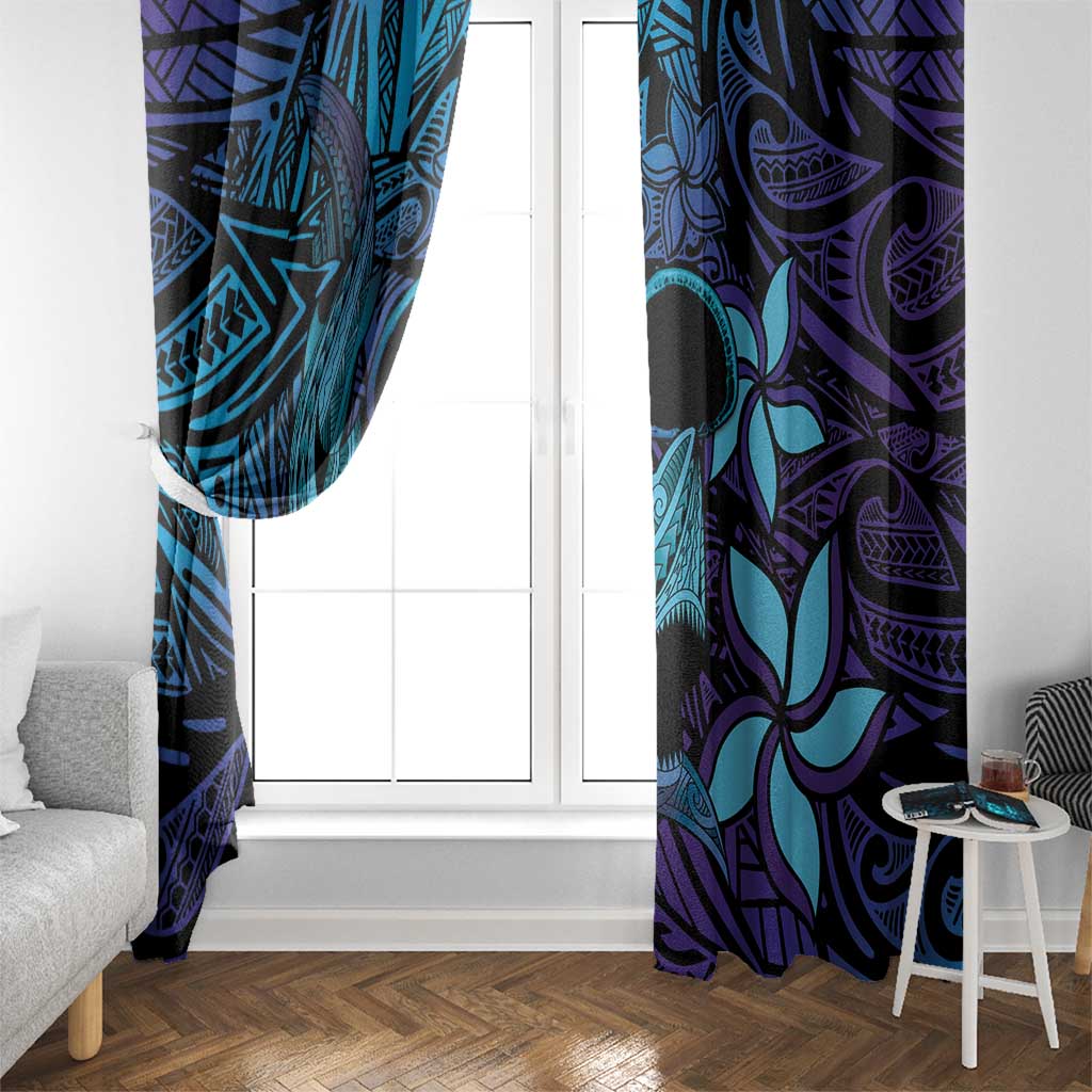 Nukuoro Atoll Window Curtain Polynesian Shark Tattoo Purple Gradient Vibes LT14 - Polynesian Pride