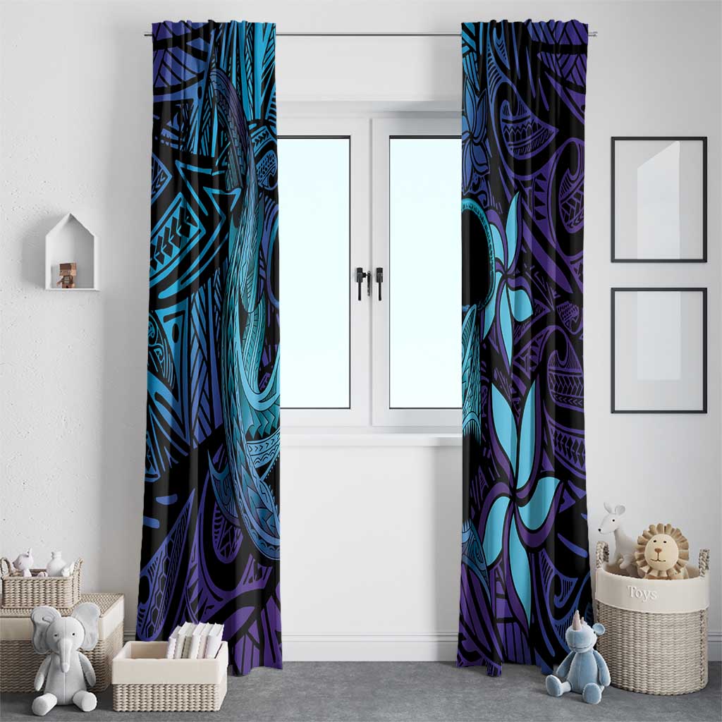 Nukuoro Atoll Window Curtain Polynesian Shark Tattoo Purple Gradient Vibes LT14 - Polynesian Pride