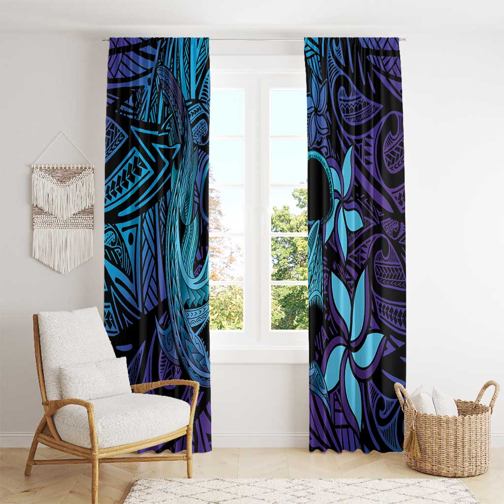 Nukuoro Atoll Window Curtain Polynesian Shark Tattoo Purple Gradient Vibes LT14 - Polynesian Pride