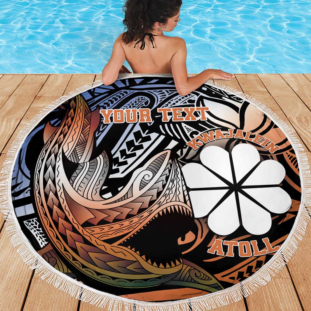 Personalised Kwajalein Atoll Beach Blanket Polynesian Shark Tattoo Gradient Vibes LT14 - Polynesian Pride