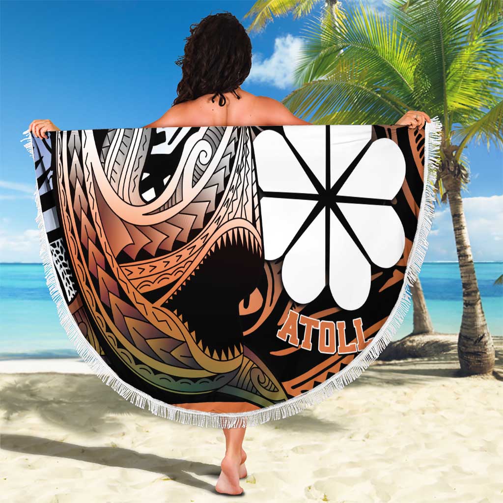 Personalised Kwajalein Atoll Beach Blanket Polynesian Shark Tattoo Gradient Vibes LT14 - Polynesian Pride