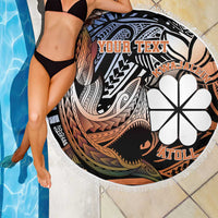 Personalised Kwajalein Atoll Beach Blanket Polynesian Shark Tattoo Gradient Vibes LT14 - Polynesian Pride
