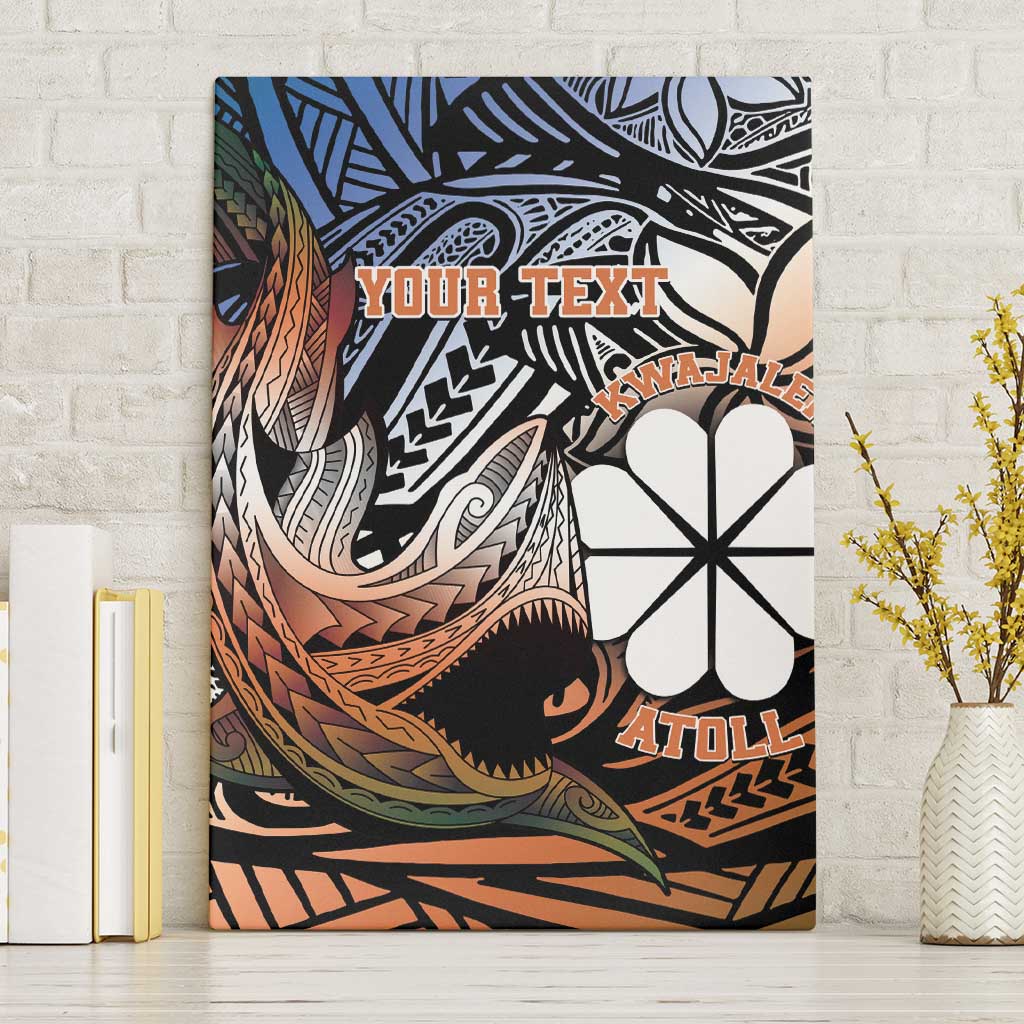 Personalised Kwajalein Atoll Canvas Wall Art Polynesian Shark Tattoo Gradient Vibes LT14 Without Frame Black - Polynesian Pride
