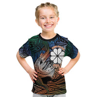 Personalised Kwajalein Atoll Kid T Shirt Polynesian Shark Tattoo Gradient Vibes LT14 Black - Polynesian Pride