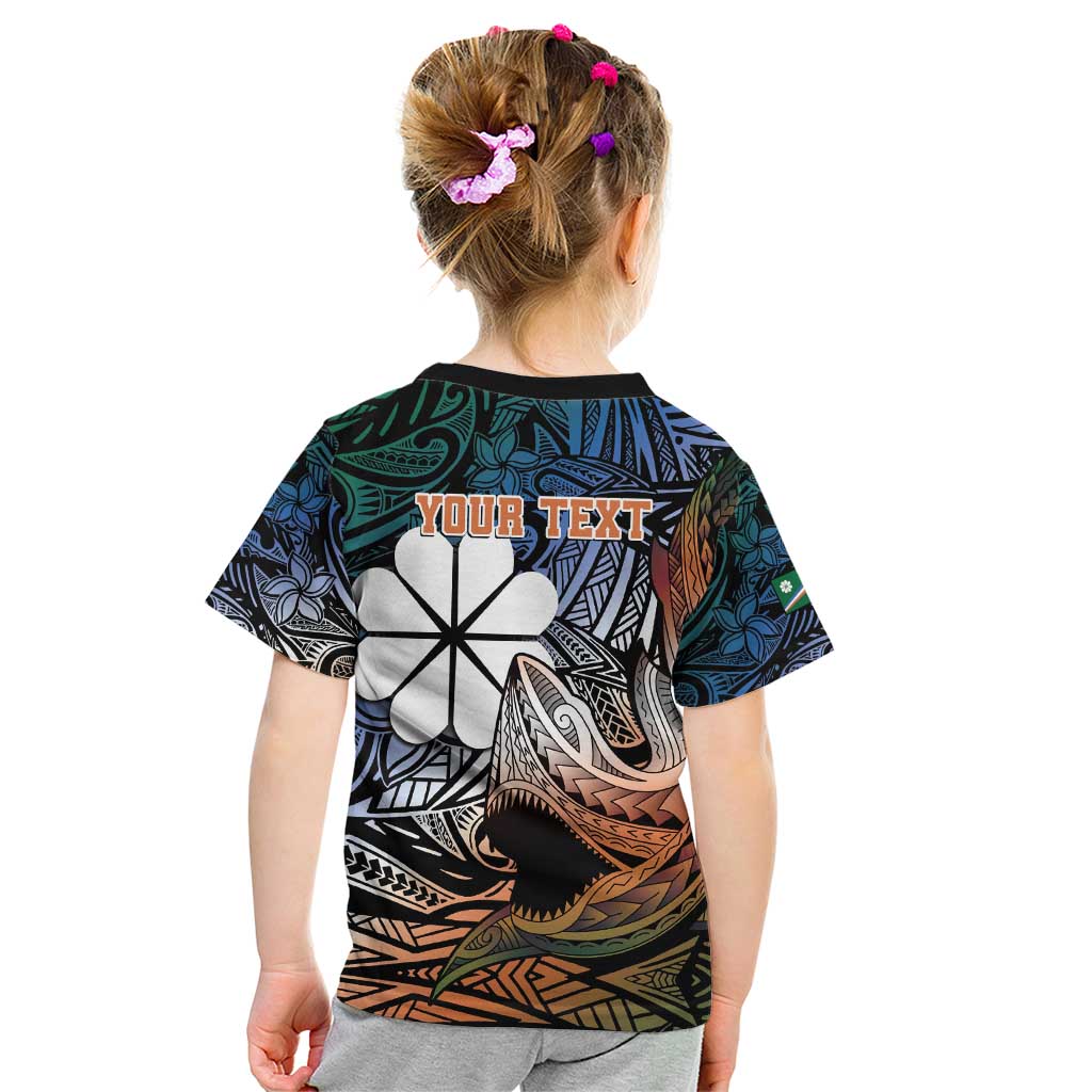 Personalised Kwajalein Atoll Kid T Shirt Polynesian Shark Tattoo Gradient Vibes LT14 - Polynesian Pride