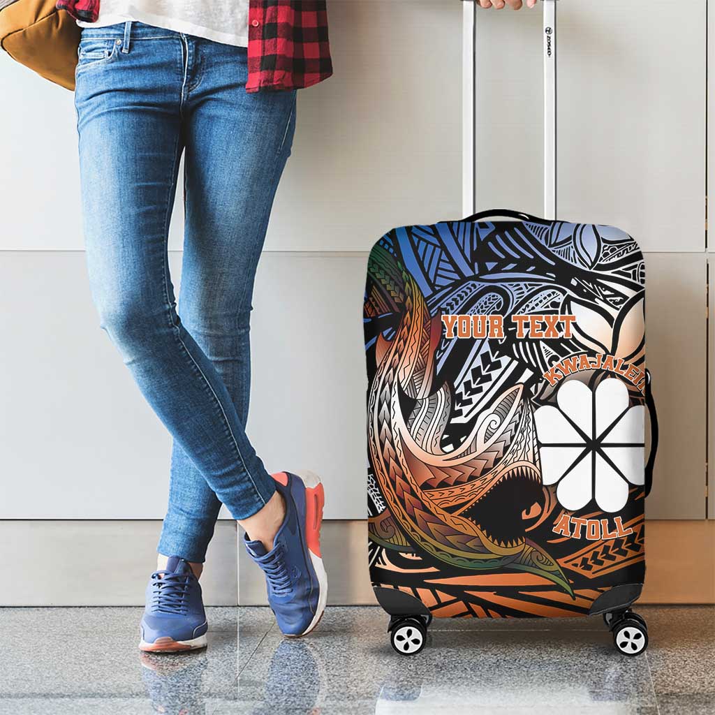 Personalised Kwajalein Atoll Luggage Cover Polynesian Shark Tattoo Gradient Vibes LT14 - Polynesian Pride