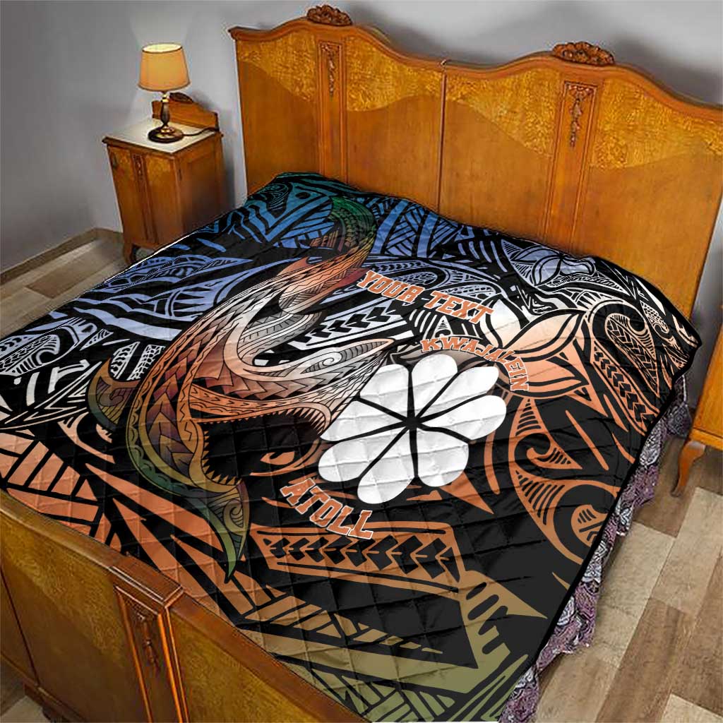 Personalised Kwajalein Atoll Quilt Polynesian Shark Tattoo Gradient Vibes LT14 - Polynesian Pride
