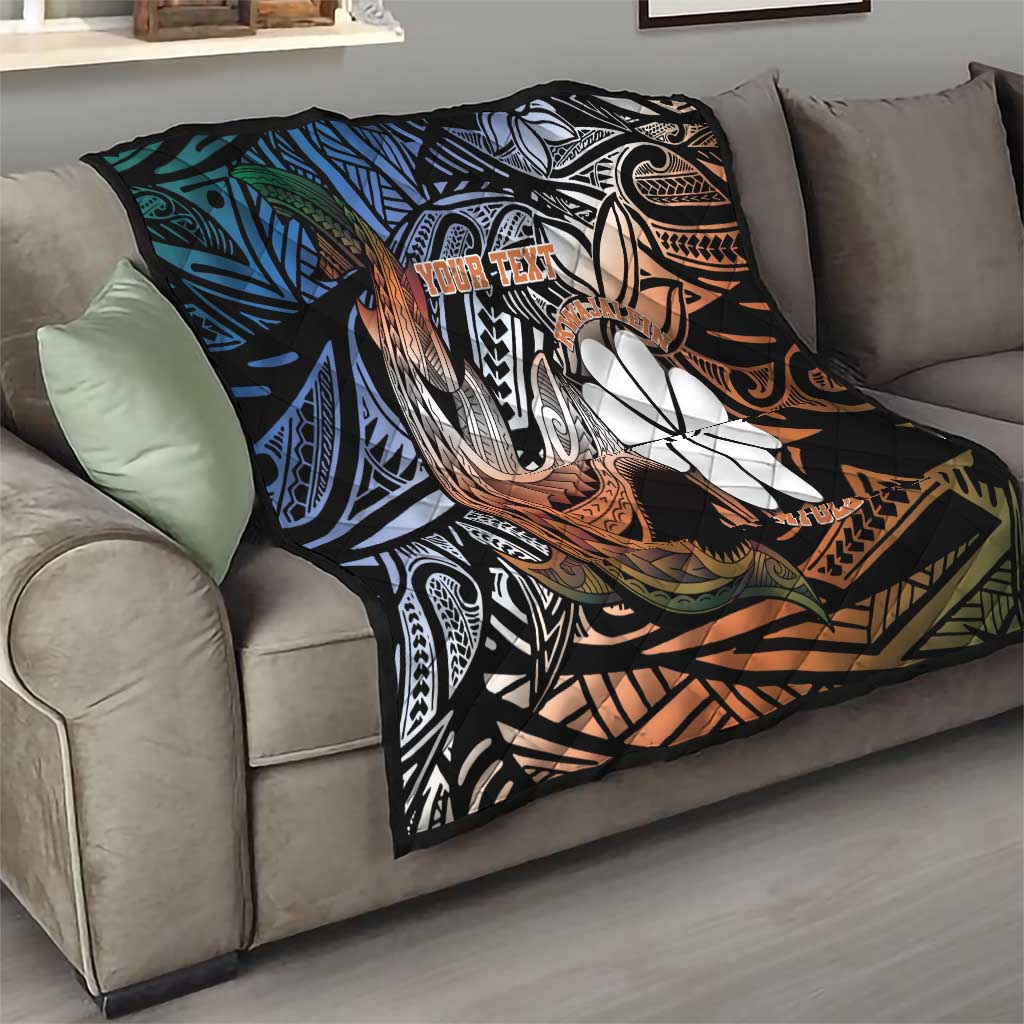 Personalised Kwajalein Atoll Quilt Polynesian Shark Tattoo Gradient Vibes LT14 - Polynesian Pride