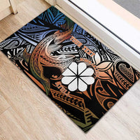 Personalised Kwajalein Atoll Rubber Doormat Polynesian Shark Tattoo Gradient Vibes LT14 - Polynesian Pride