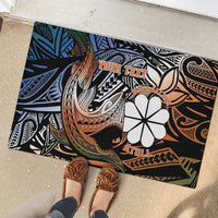 Personalised Kwajalein Atoll Rubber Doormat Polynesian Shark Tattoo Gradient Vibes LT14 - Polynesian Pride