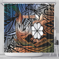 Personalised Kwajalein Atoll Shower Curtain Polynesian Shark Tattoo Gradient Vibes LT14 - Polynesian Pride