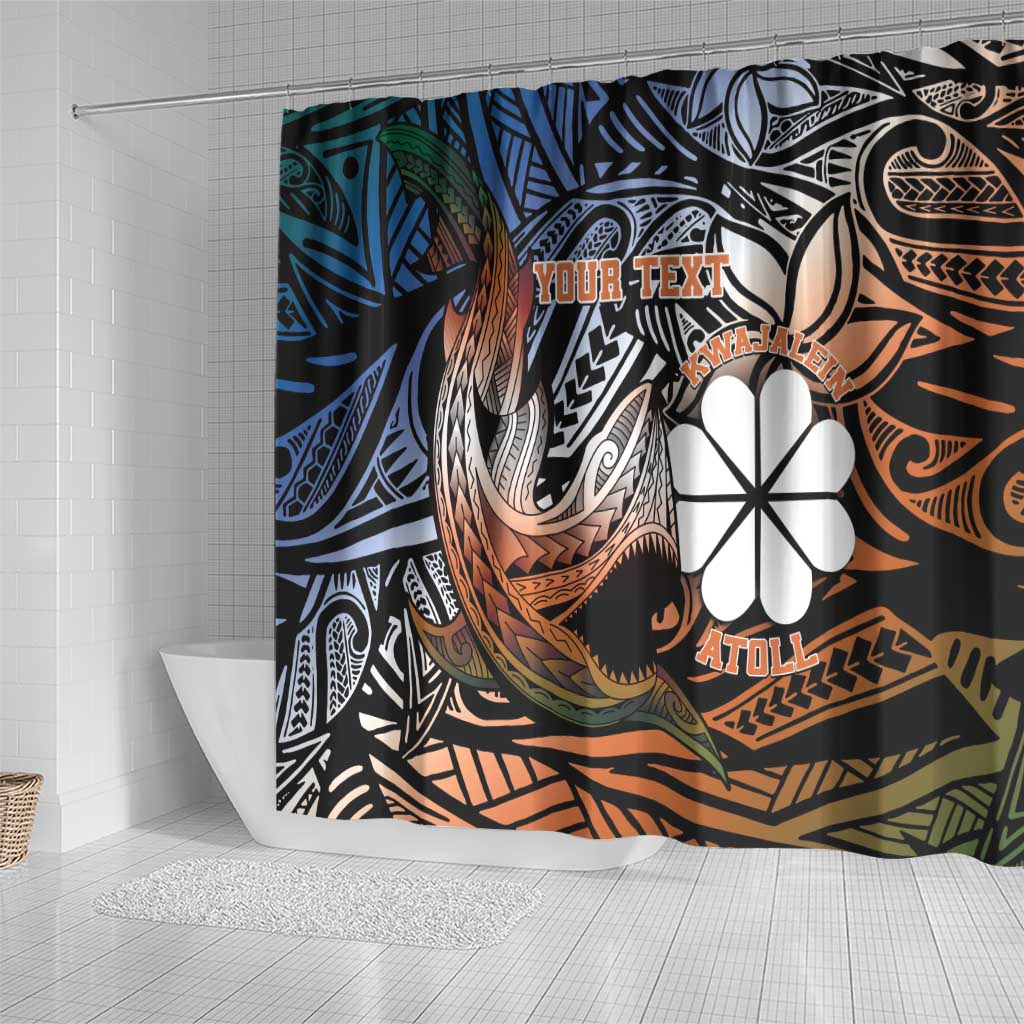Personalised Kwajalein Atoll Shower Curtain Polynesian Shark Tattoo Gradient Vibes LT14 - Polynesian Pride