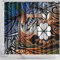 Personalised Kwajalein Atoll Shower Curtain Polynesian Shark Tattoo Gradient Vibes LT14 - Polynesian Pride