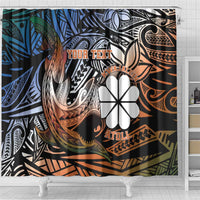 Personalised Kwajalein Atoll Shower Curtain Polynesian Shark Tattoo Gradient Vibes LT14 - Polynesian Pride
