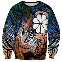Personalised Kwajalein Atoll Sweatshirt Polynesian Shark Tattoo Gradient Vibes LT14 Unisex Black - Polynesian Pride