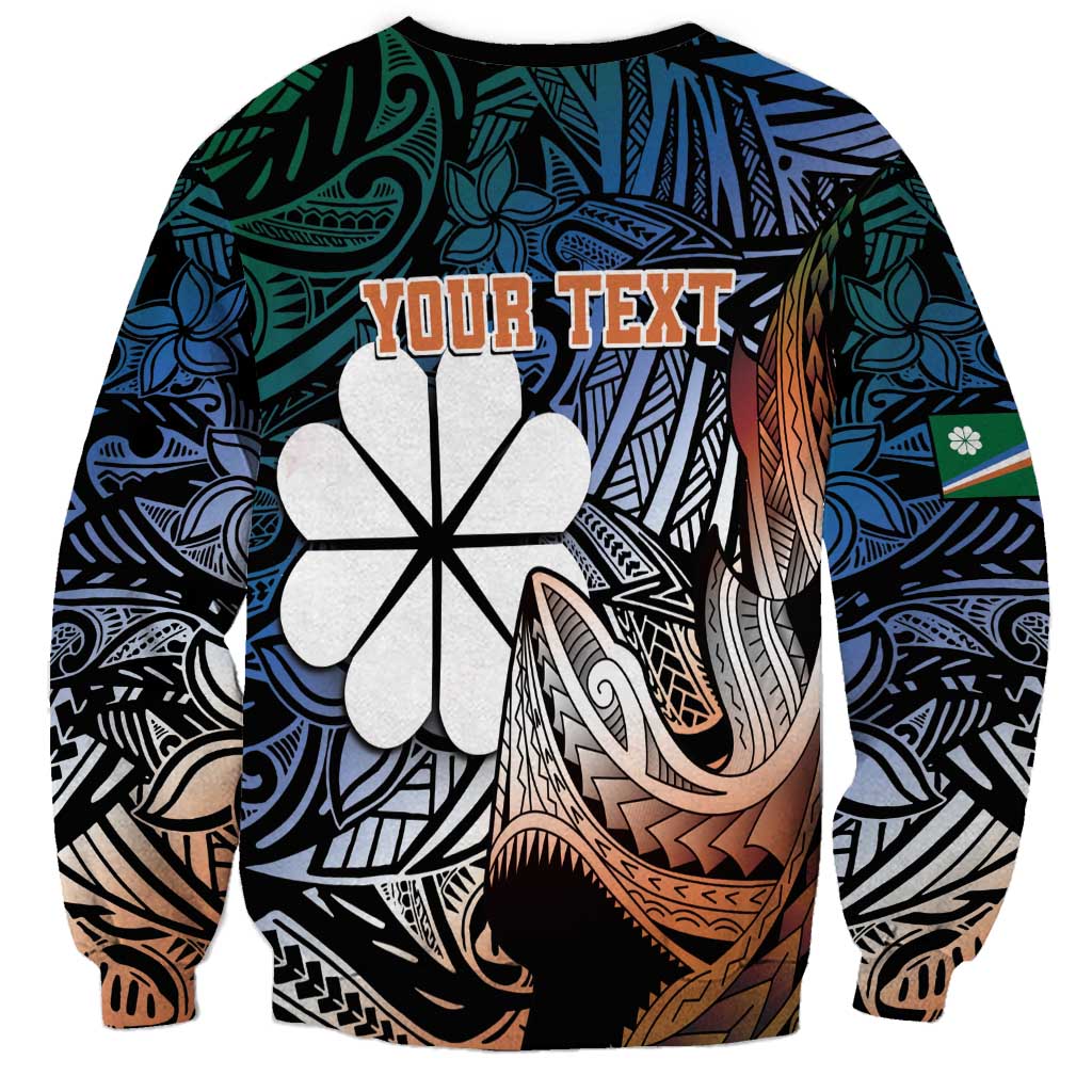 Personalised Kwajalein Atoll Sweatshirt Polynesian Shark Tattoo Gradient Vibes LT14 - Polynesian Pride