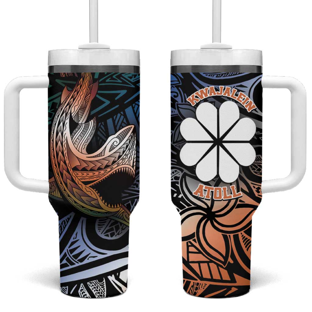 Kwajalein Atoll Tumbler With Handle Polynesian Shark Tattoo Gradient Vibes LT14 One Size: 40 oz Black - Polynesian Pride