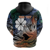 Personalised Kwajalein Atoll Zip Hoodie Polynesian Shark Tattoo Gradient Vibes LT14 - Polynesian Pride