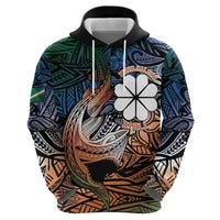 Personalised Kwajalein Atoll Zip Hoodie Polynesian Shark Tattoo Gradient Vibes LT14 - Polynesian Pride