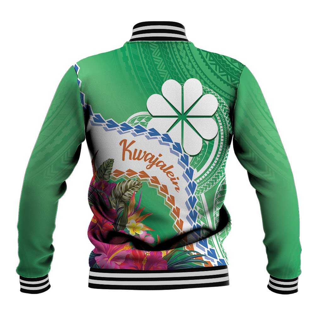 Marshall Islands Kwajalein Atoll Baseball Jacket Curves Polynesian Mix Tropical Flowers LT14 - Polynesian Pride
