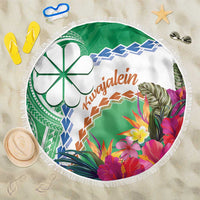 Marshall Islands Kwajalein Atoll Beach Blanket Curves Polynesian Mix Tropical Flowers LT14 One Size 150cm Green - Polynesian Pride