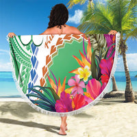 Marshall Islands Kwajalein Atoll Beach Blanket Curves Polynesian Mix Tropical Flowers LT14 - Polynesian Pride