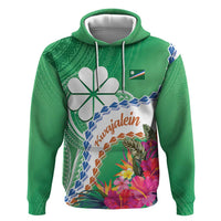 Marshall Islands Kwajalein Atoll Hoodie Curves Polynesian Mix Tropical Flowers LT14 Pullover Hoodie Green - Polynesian Pride