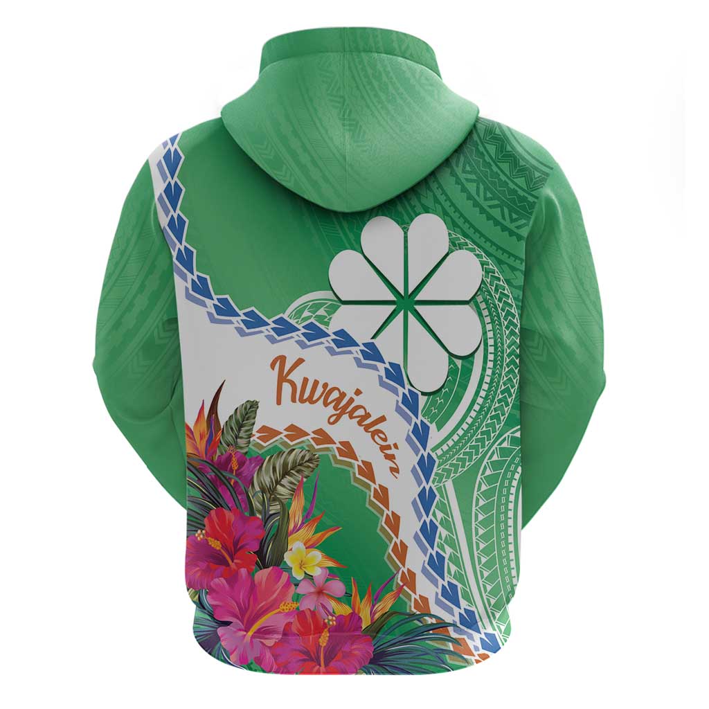 Marshall Islands Kwajalein Atoll Hoodie Curves Polynesian Mix Tropical Flowers LT14 - Polynesian Pride