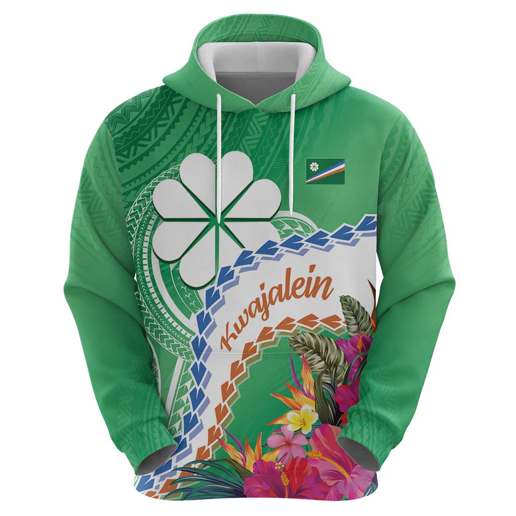 Marshall Islands Kwajalein Atoll Hoodie Curves Polynesian Mix Tropical Flowers LT14 - Polynesian Pride