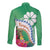 Marshall Islands Kwajalein Atoll Long Sleeve Button Shirt Curves Polynesian Mix Tropical Flowers